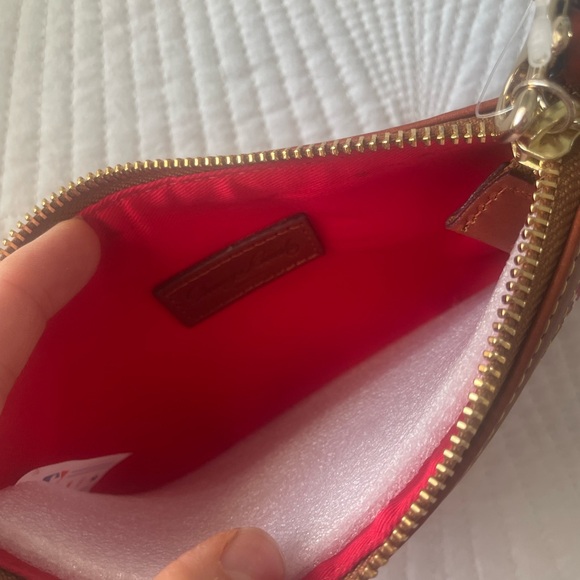 Dooney & Bourke Red Clutch with White Accents